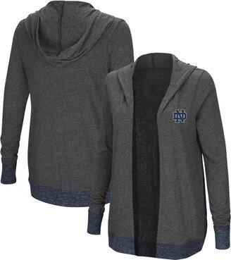 Women's Heathered Charcoal Notre Dame Fighting Irish Steeplechase Open Cardigan with Hood