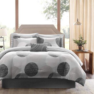 Gracie Mills 9-pc Knowles Complete Bed & Sheet Set, Grey - Full