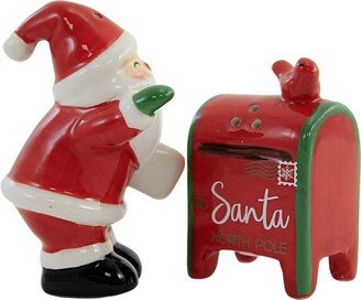 GANZ Tabletop Santa Mailbox S & P Shaker - One Salt And Pepper Set 3.0 Inches - Christmas Letters Postage - Mx180551 - Ceramic - Red