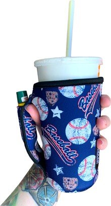 Baseball 16Oz Pint Glass/Medium Fountain Drinks & Tumbler Handlers™ Patent Pending