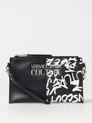 clutch in synthetic leather with shoulder strap