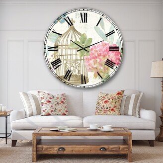 Designart 'Vintage Floral Birdcage I' Traditional Large Wall CLock