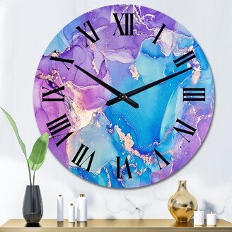 Designart 'Purple And Blue Liquid Art III' Modern wall clock