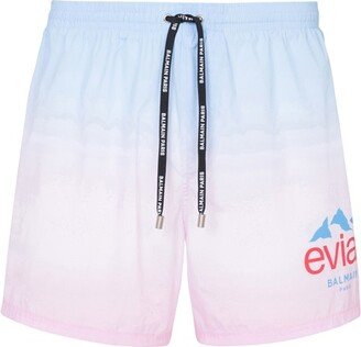 x EVIAN color gradient swim shorts