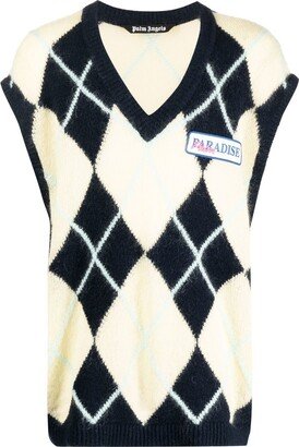 Logo-Patch Argyle Knitted Vest