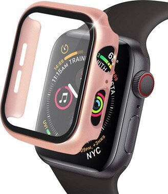 Insten Case Compatible with Apple Watch 44mm Series 6/SE/5/4 - Matte Hard Bumper Cover with Built-in 9H Tempered Glass Screen Protector, Rose Gold