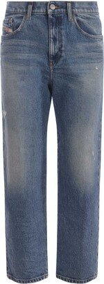 Distressed Straight-Leg Jeans-AY