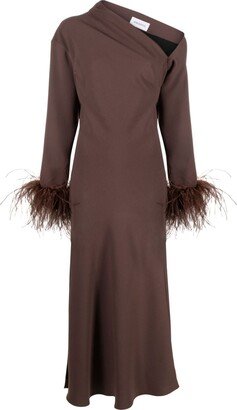 Adelaide feather-trim midi dress