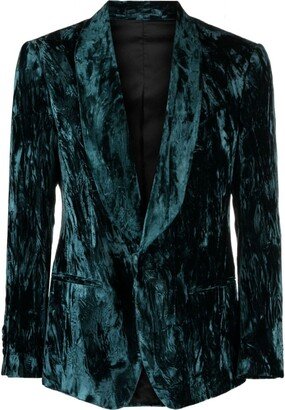 Single-Breasted Velvet Blazer-AA