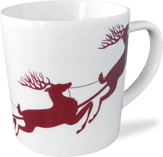 Sleigh Red Wide Mugs, Set of 4