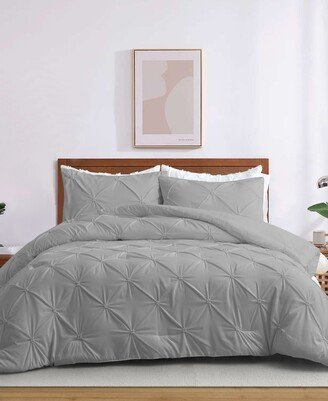 3 Piece Pinch Pleated Down Alternative Comforter Set, King