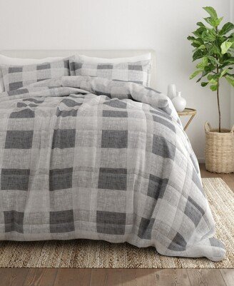 Home Collection 3 Piece Premium Ultra Soft Gingham Comforter Set, Queen