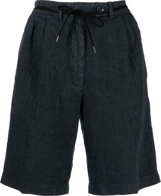 Tied-Waist Linen Bermuda Shorts