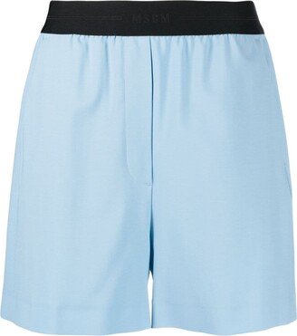 Stretch-Wool Logo-Waistband Shorts