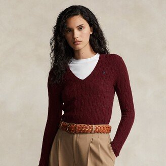 Cable-Knit Wool-Cashmere V-Neck Sweater-AE