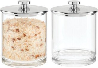 mDesign Medium Round Acrylic Apothecary Canister Jars - 2 Pack - Clear/Chrome - Clear/chrome