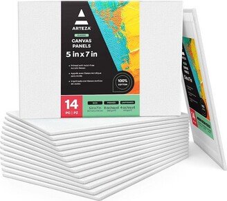 Arteza Canvas Panels, Classic, 5x7,White, Blank Canvas Boards for Painting- 14 Pack