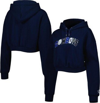 Women's The Wild Collective Navy Dallas Cowboys Cropped Pullover Hoodie