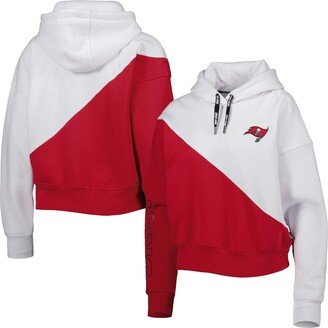 Women's Sport White, Red Tampa Bay Buccaneers Bobbi Color Blocked Pullover Hoodie - White, Red