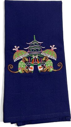 Towel - Chinoiserie Celebrating Monkeys Embroidered Design Kitchen Bath Home Decor