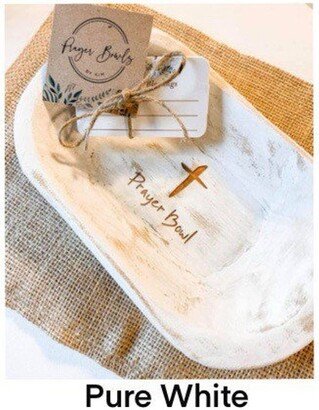 Small Mini Prayer Bowl Dough Cross Religious Gifts Farmhouse Rustic Catch All. Wood Distressed