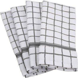 4pk Nautical Windowpane Kitchen Towels Gray