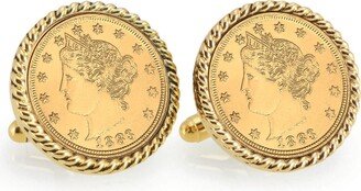 American Coin Treasures Gold-Layered Liberty Nickel Rope Bezel Coin Cuff Links