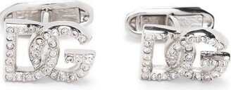 Crystal-Embellished Logo-Plaque Cufflinks