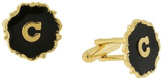 Jewelry 14K Gold-Plated Enamel Initial C Cufflinks