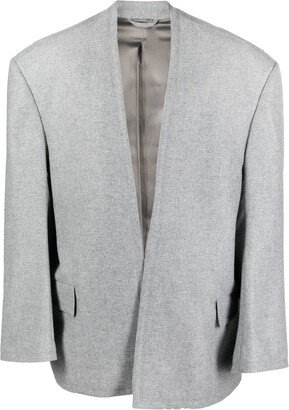 Collarless Wool Jacket