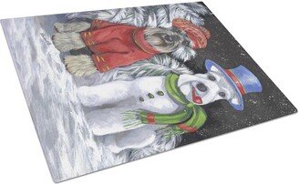 PPP3165LCB Schnauzer Christmas Snow Dog Glass Cutting Board