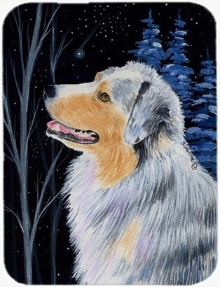 SS8382LCB Starry Night Australian Shepherd Glass Cutting Board