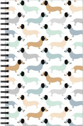 Notebooks: Retro Dachshund Dogs Notebook, 5X8, Blue