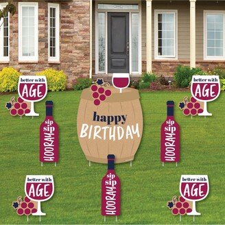 Big Dot Of Happiness Better with Age - Wine Happy Birthday - Lawn Decor - Prank Yard Signs - Set of 8