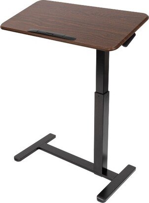 Mount-It! Height Adjustable Overbed Desk and Table with Tilting Tabletop | Overbed Medical Table with Wheels | Dark Walnut
