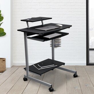 Calnod Compact Computer Cart Table With Storage, Graphite