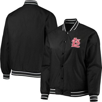 Women's Jh Design Black St. Louis Cardinals Plus Size Poly Twill Full-Snap Jacket