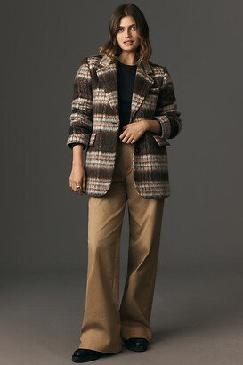 Brushed Plaid Blazer Jacket