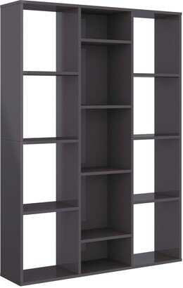 Room Divider/Book Cabinet High Gloss Gray 39.4x9.4x55.1 Engineered Wood