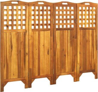 4-Panel Room Divider 63.4x0.8x47.2 Solid Acacia Wood