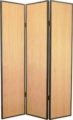Foldable 3 Panel Wooden Screen with Faux Leather Trim - 71 H x 2 W x 47 L Inches