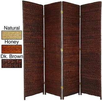 Handmade 6' Woven Wood and Rush Grass Room Divider