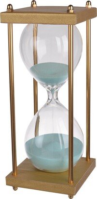 Doug Inch 30 Minute Sand Hourglass with Modern Stand Included, Gold, Blue