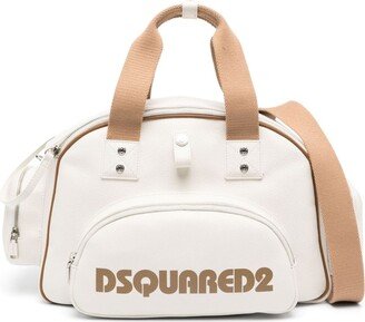 Logo-Print Leather Duffle Bag