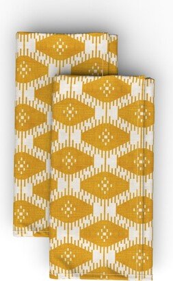 Cloth Napkins: Stella Ikat - Yellow Cloth Napkin, Longleaf Sateen Grand, Yellow