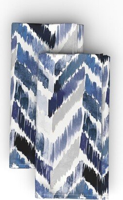 Cloth Napkins: Tropical Ikat - Indigo Cloth Napkin, Longleaf Sateen Grand, Blue