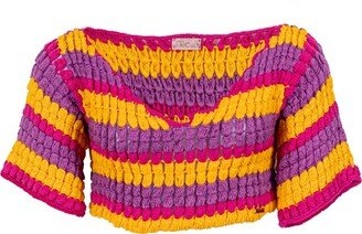 Tricult Pop Color Crochet Crop Top - Pink & Purple