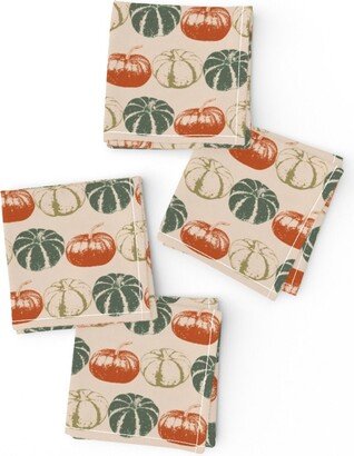 Retro Pumpkins Cocktail Napkins | Set Of 4 - Pumpkin Stripe By Reneestramel Holiday Autumn Fall Harvest Cloth Spoonflower