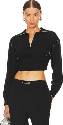Turtleneck Safety Pin Cropped Top