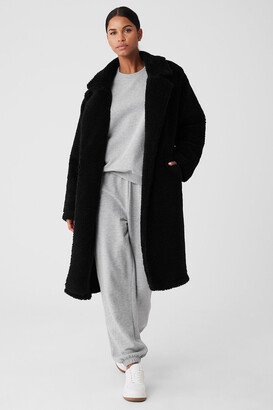 Oversized Sherpa Trench Jacket in Black, Size: 2XS